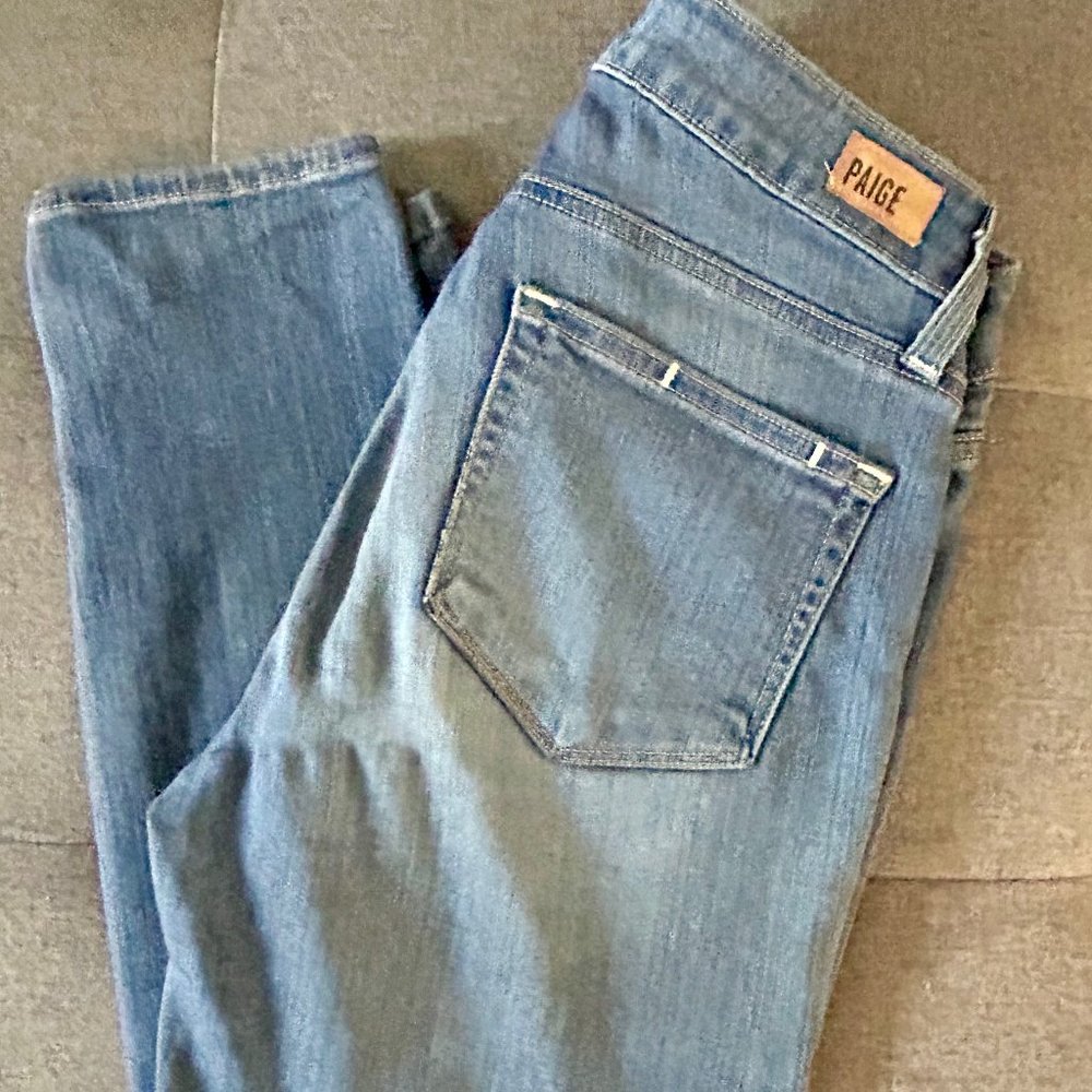 Paige Midrise Skinny Slightly Distressed Jeans, Size 27